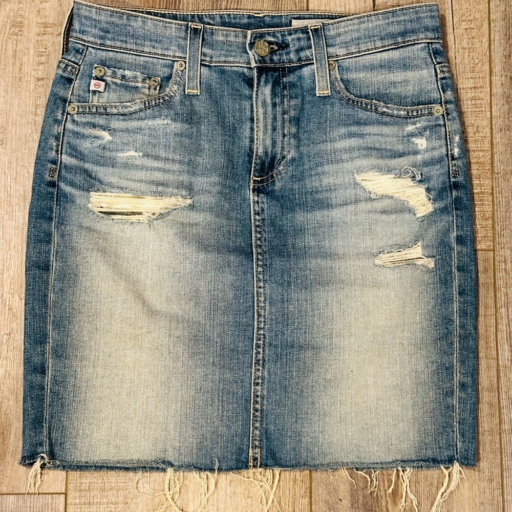 AG Adriano Goldschmied Blue Distressed Pencil Skirt 25R 🔥$49🔥
